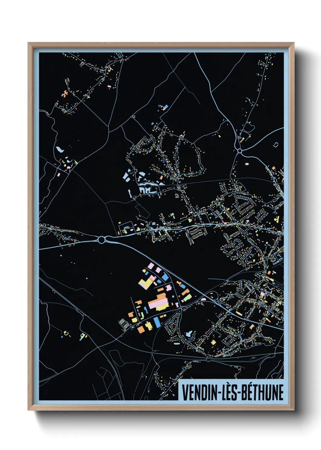 Une affiche de carte sur Vendin-lès-Béthune