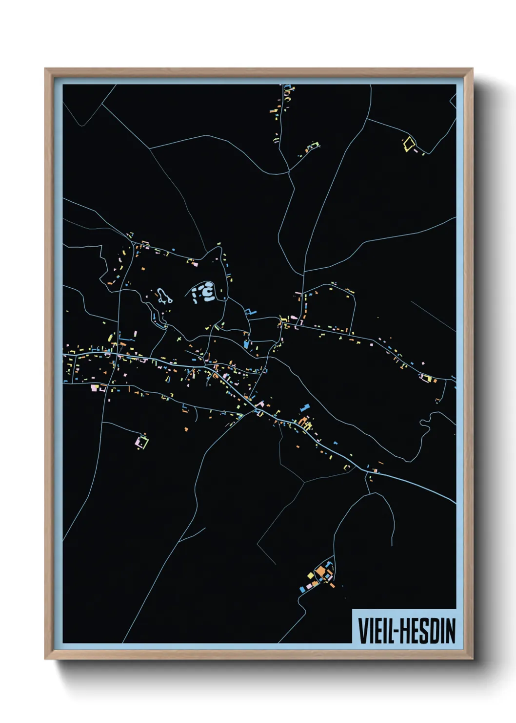 Une affiche de carte sur Vieil-Hesdin