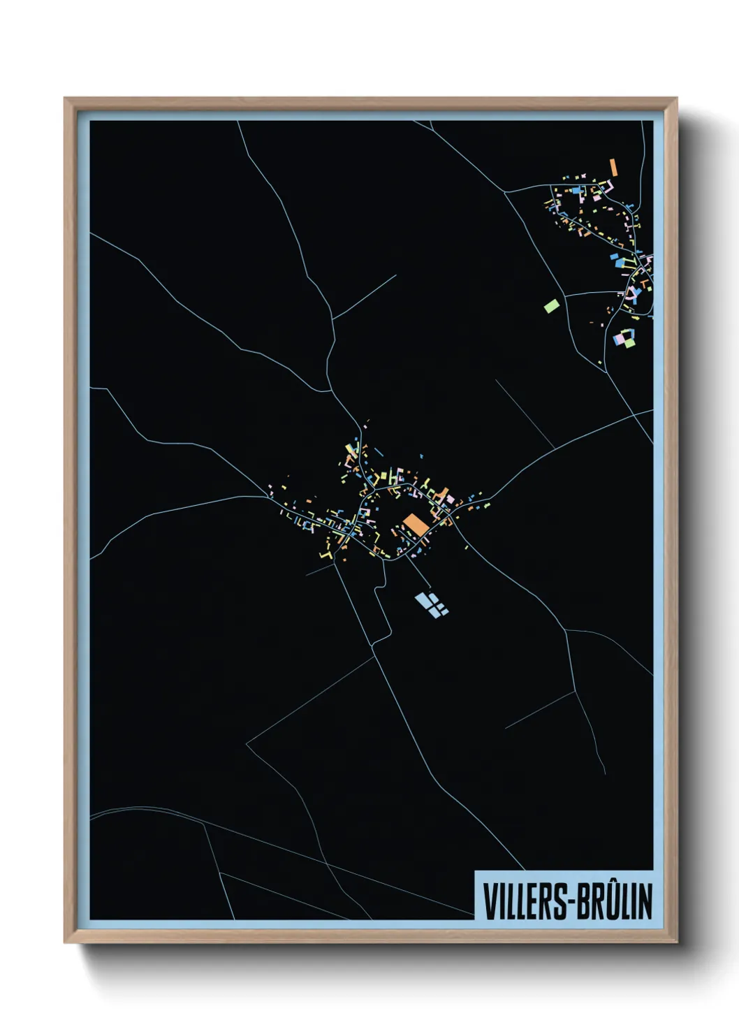 Une affiche de carte sur Villers-Brûlin