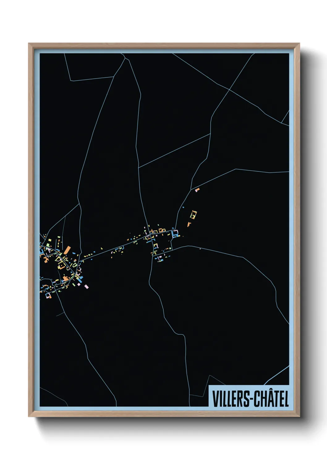 Une affiche de carte sur Villers-Châtel