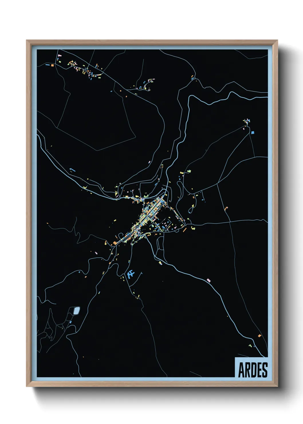 Une affiche de carte sur Ardes