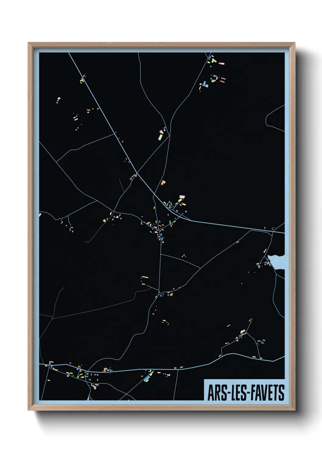 Une affiche de carte sur Ars-les-Favets