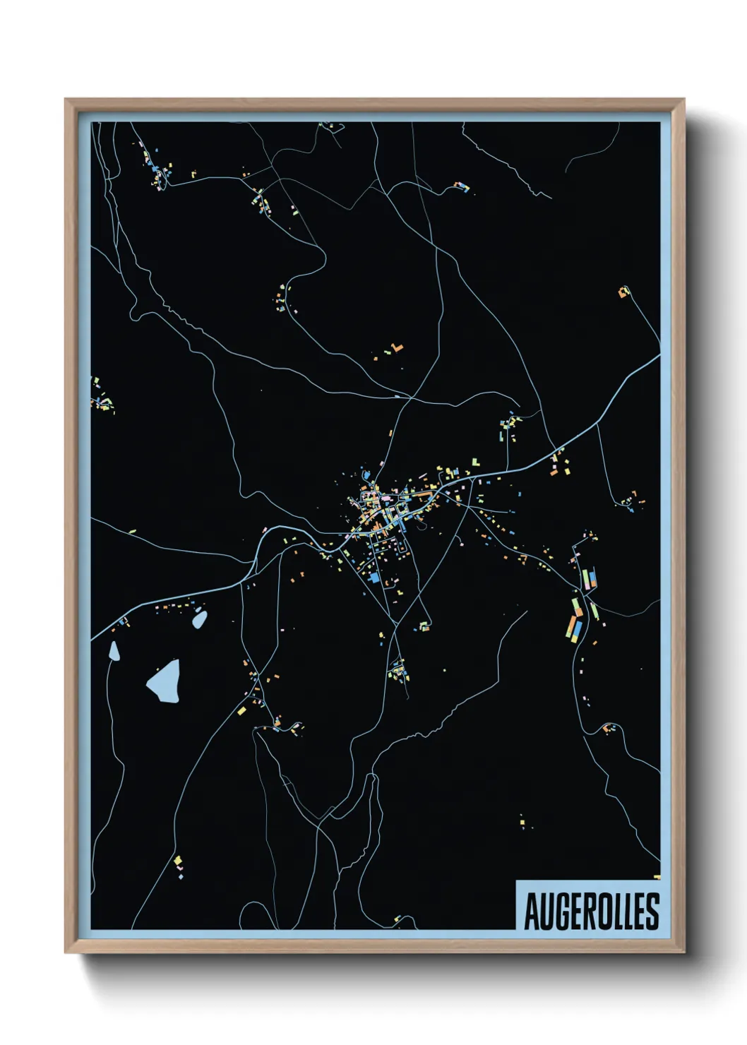 Une affiche de carte sur Augerolles