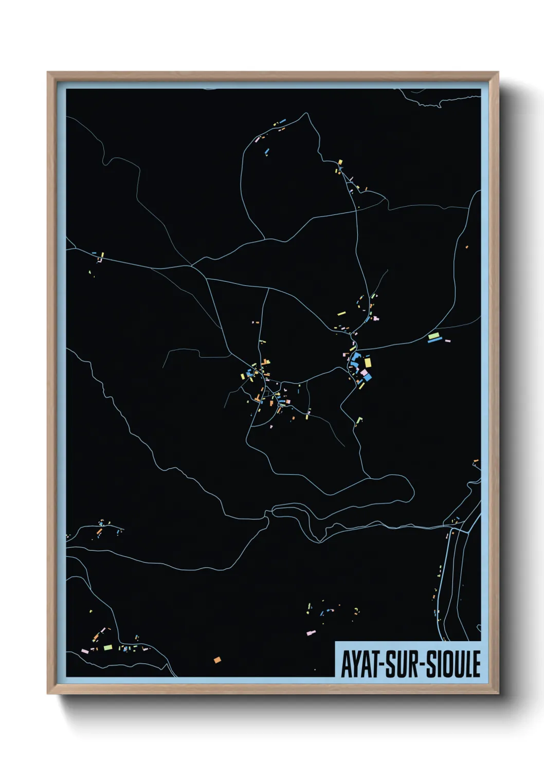 Une affiche de carte sur Ayat-sur-Sioule