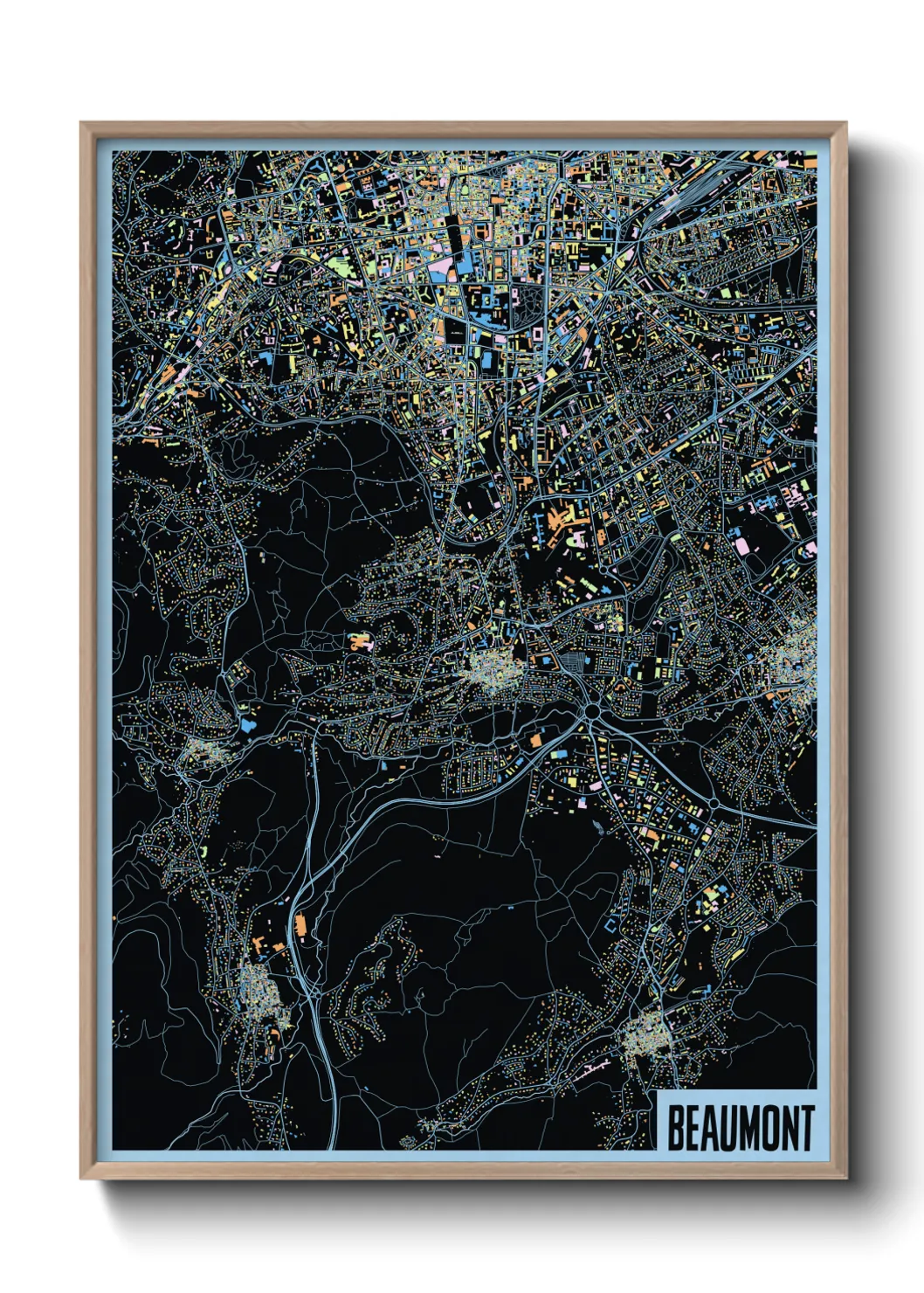 Une affiche de carte sur Beaumont