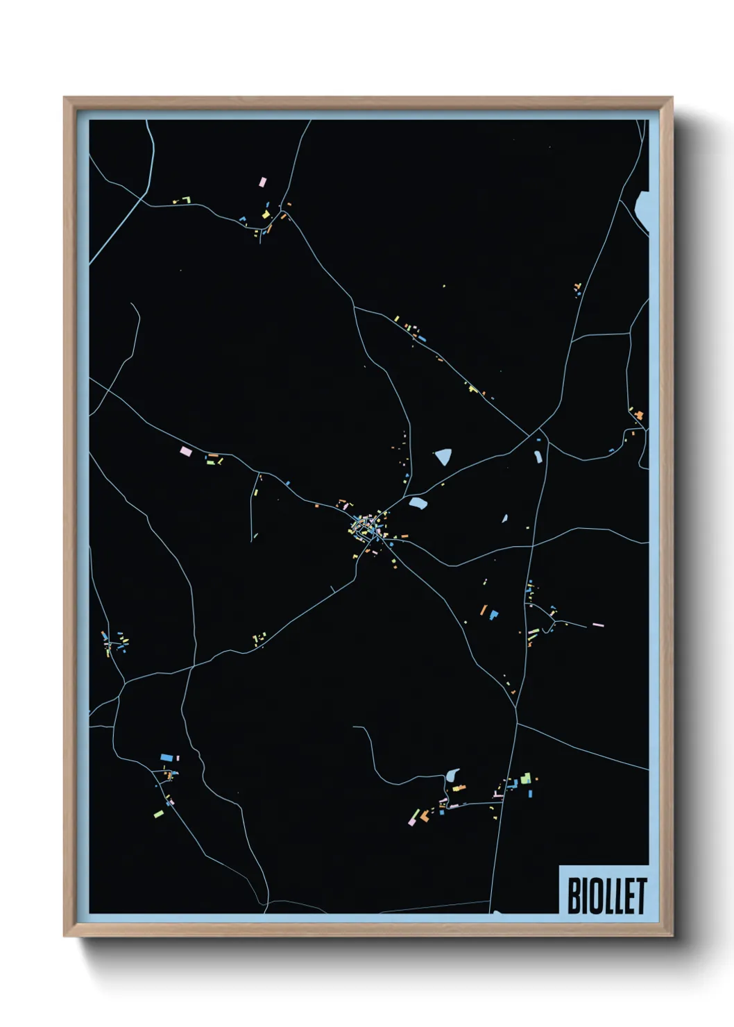 Une affiche de carte sur Biollet