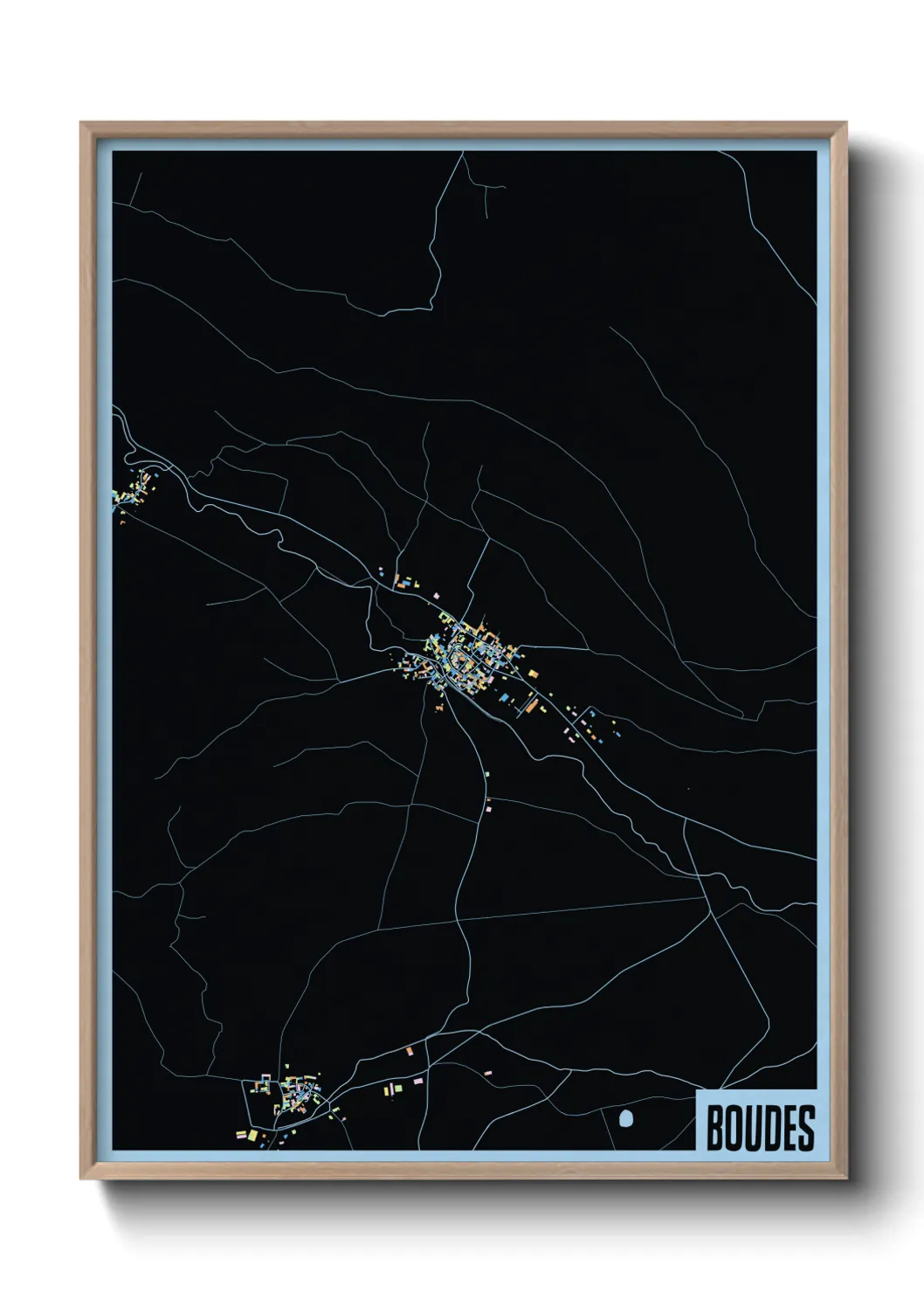 Une affiche de carte sur Boudes