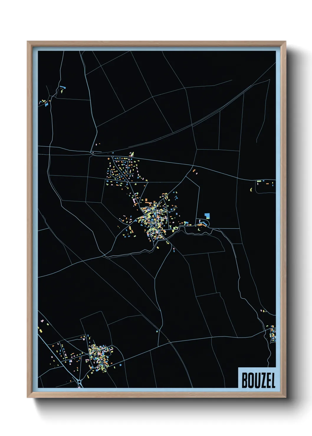 Une affiche de carte sur Bouzel