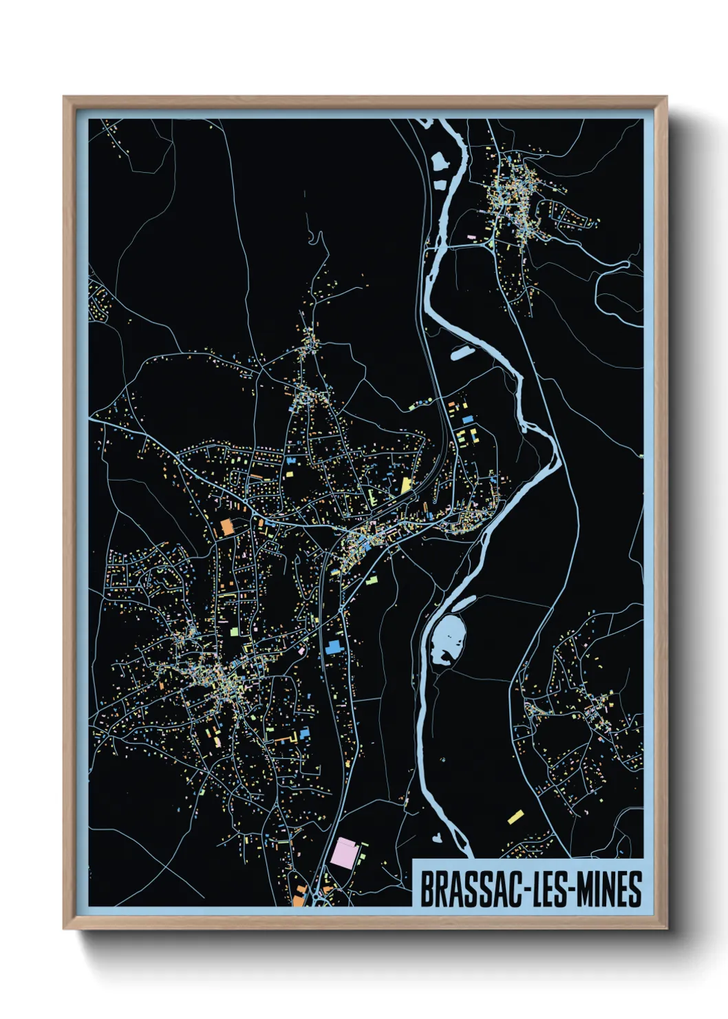 Une affiche de carte sur Brassac-les-Mines