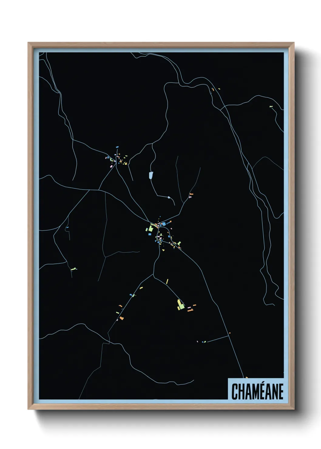 Une affiche de carte sur Chaméane