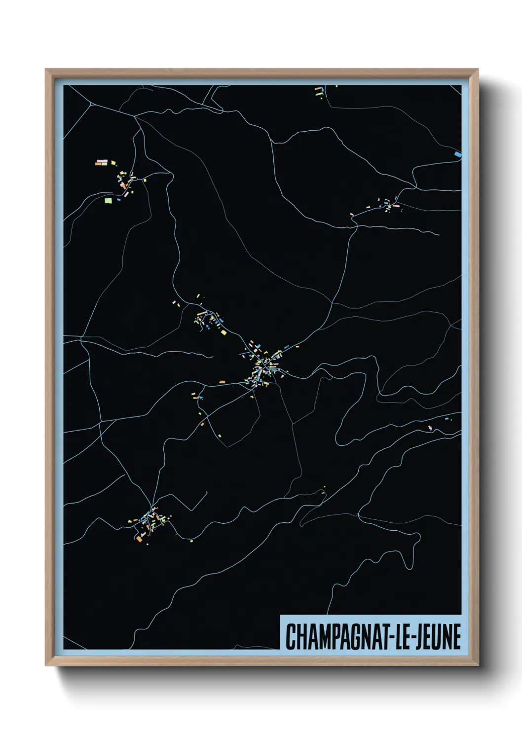 Une affiche de carte sur Champagnat-le-Jeune