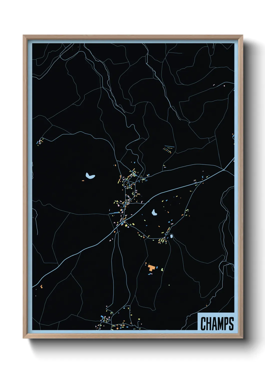 Une affiche de carte sur Champs