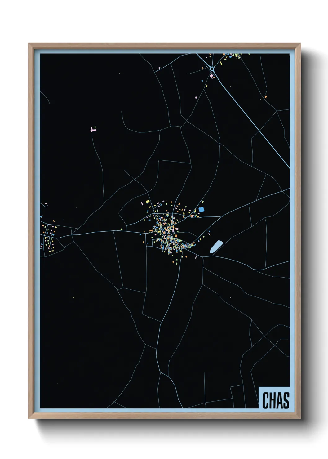 Une affiche de carte sur Chas