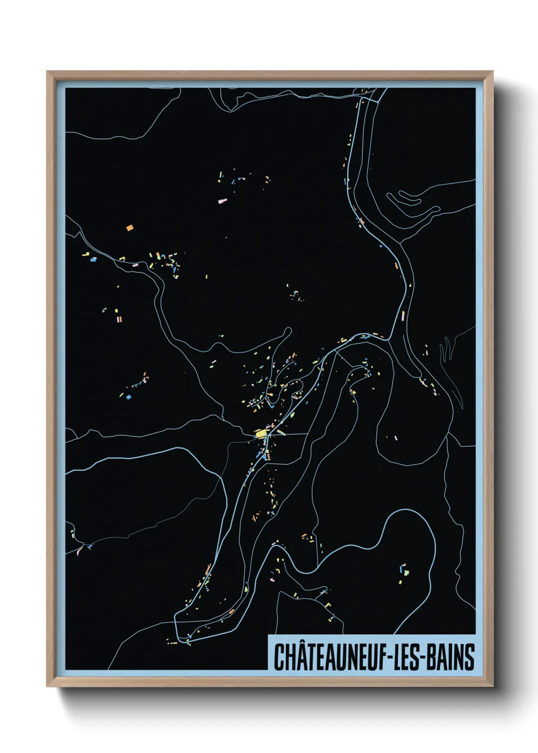 Une affiche de carte sur Châteauneuf-les-Bains