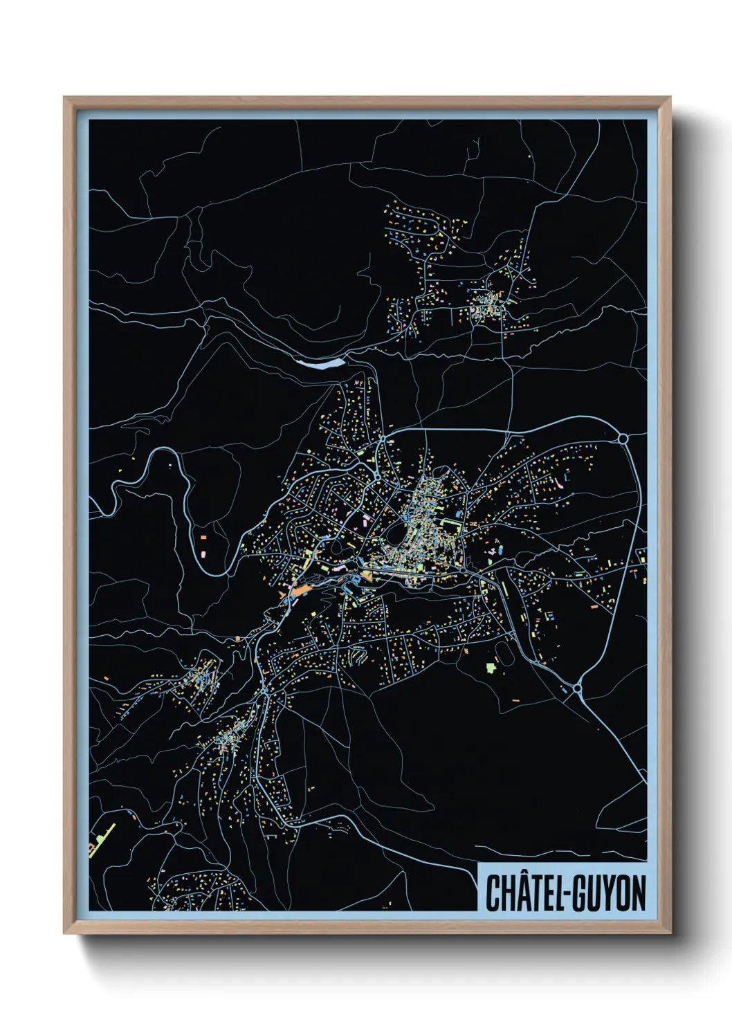 Une affiche de carte sur Châtel-Guyon