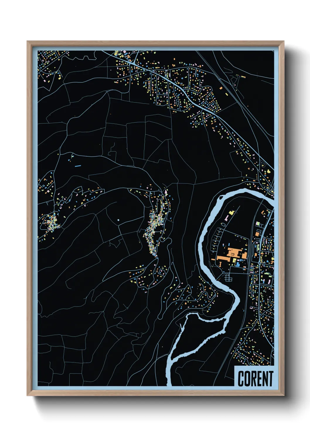 Une affiche de carte sur Corent