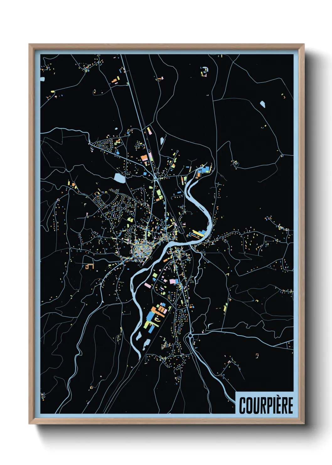 Une affiche de carte sur Courpière