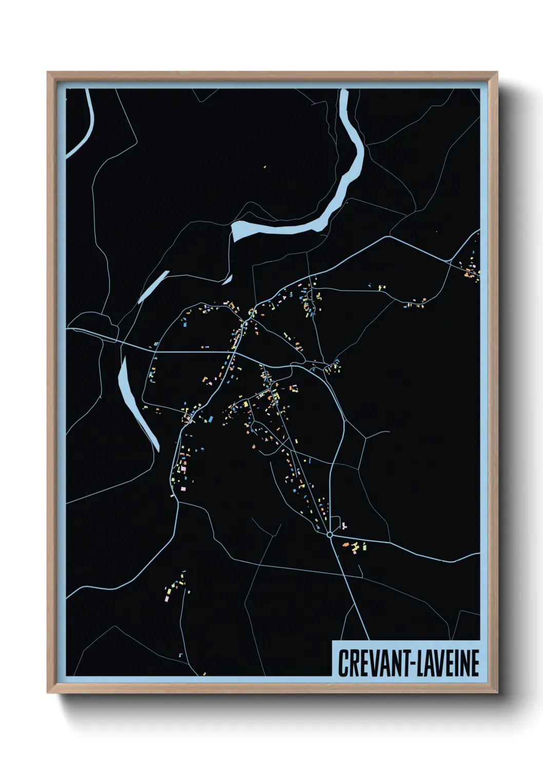 Une affiche de carte sur Crevant-Laveine