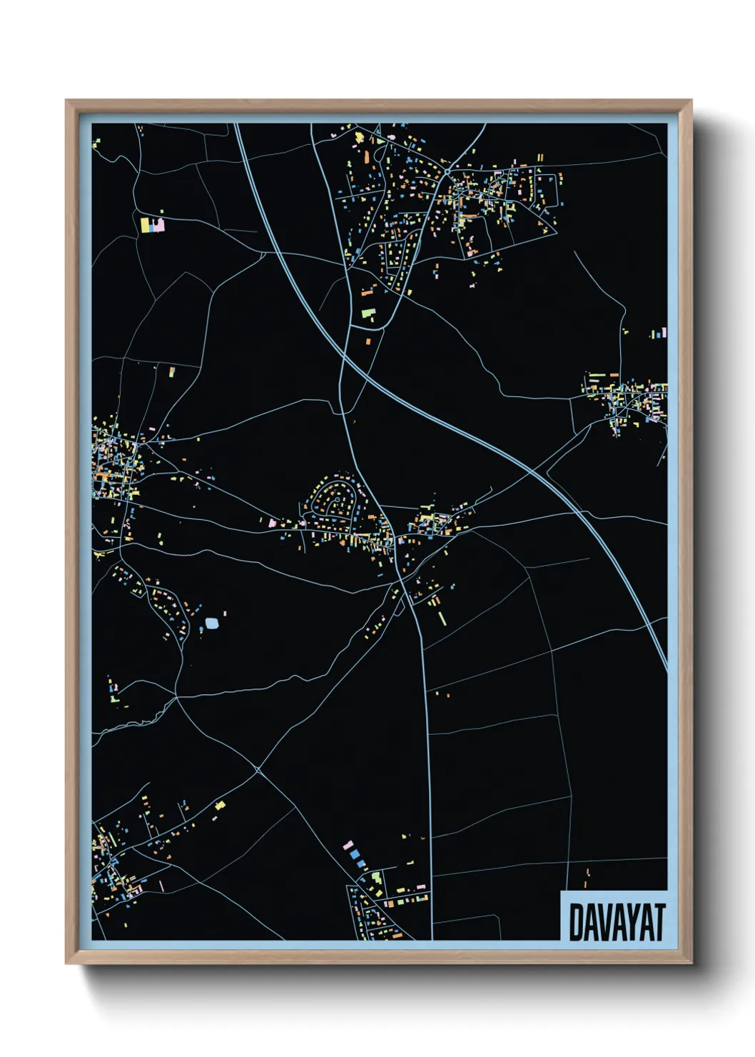 Une affiche de carte sur Davayat