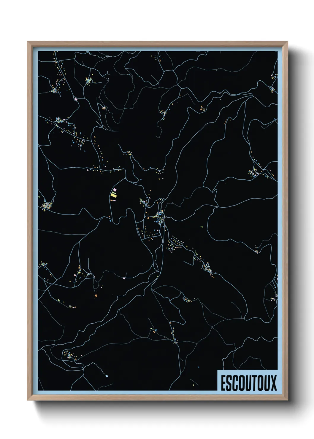 Une affiche de carte sur Escoutoux