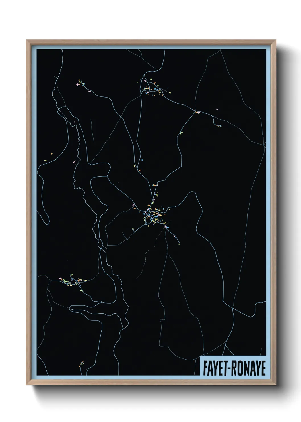 Une affiche de carte sur Fayet-Ronaye