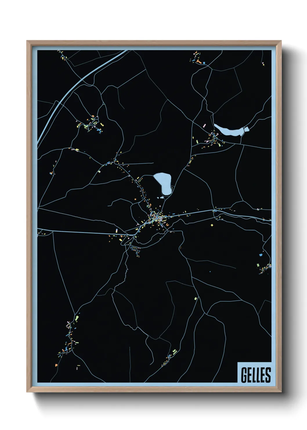 Une affiche de carte sur Gelles