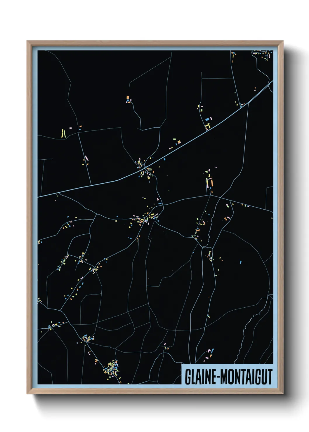 Une affiche de carte sur Glaine-Montaigut