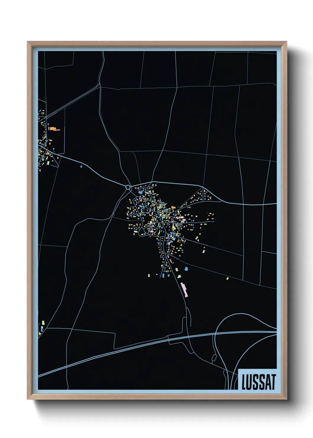 Une affiche de carte sur Lussat