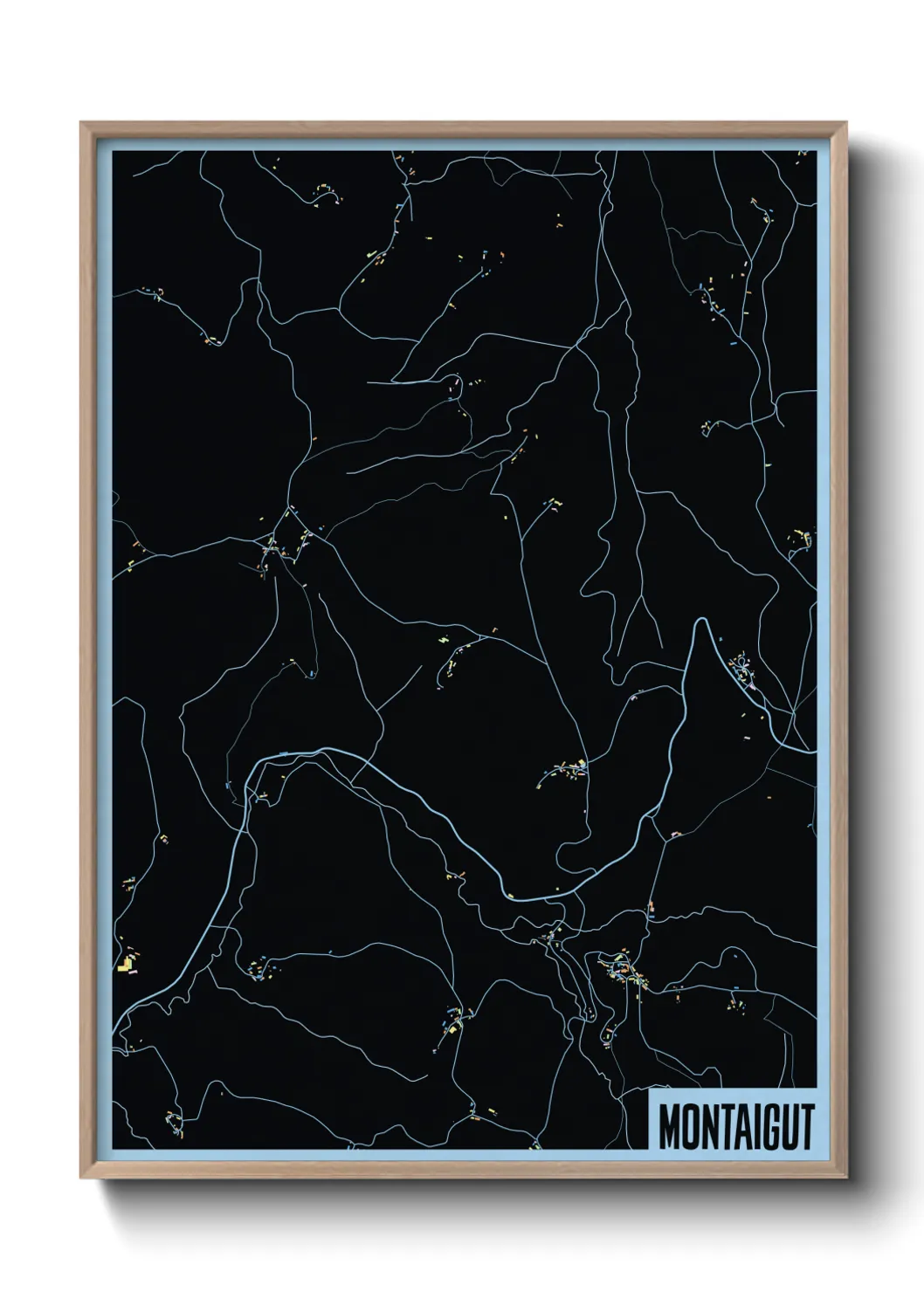 Une affiche de carte sur Montaigut