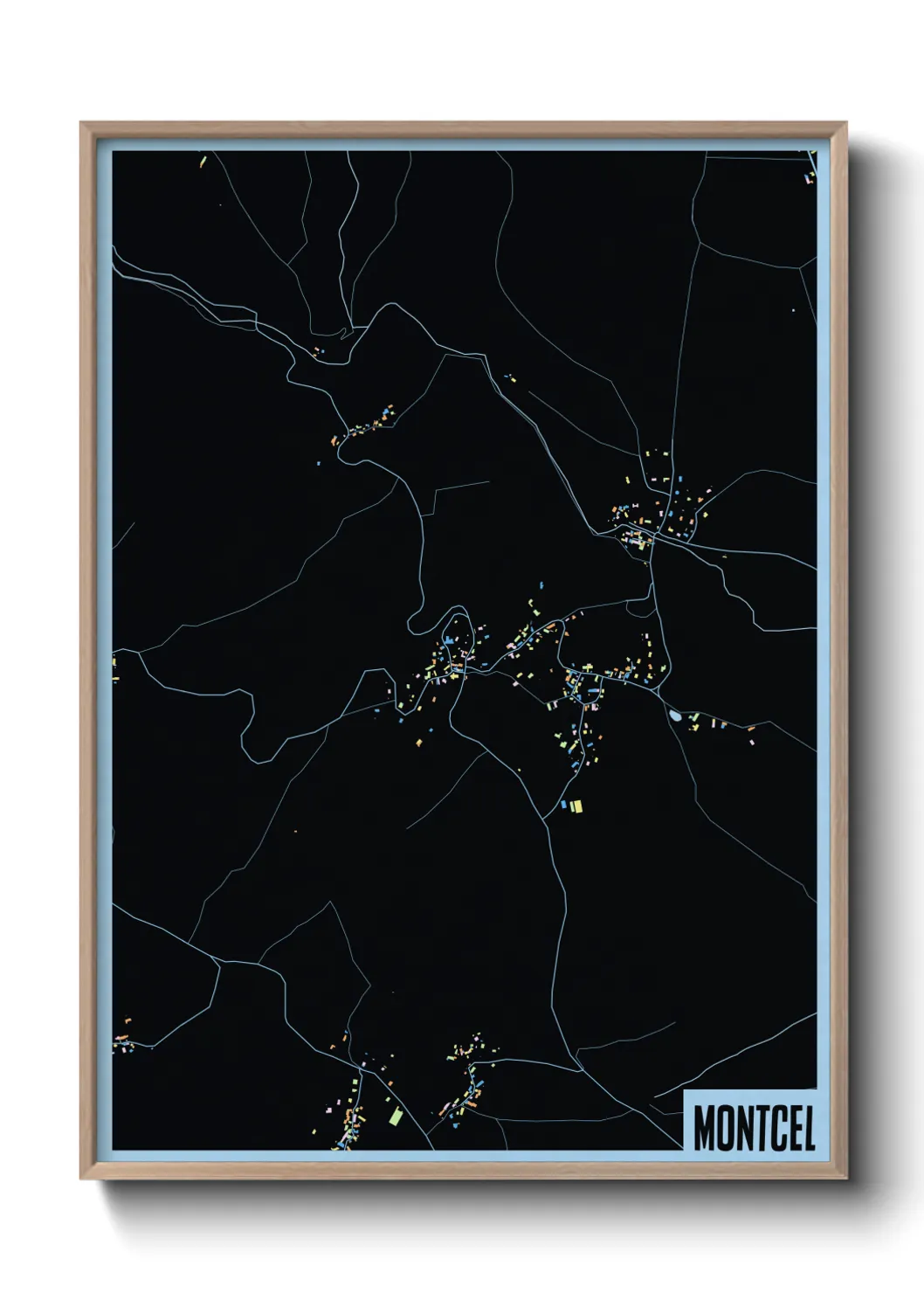 Une affiche de carte sur Montcel