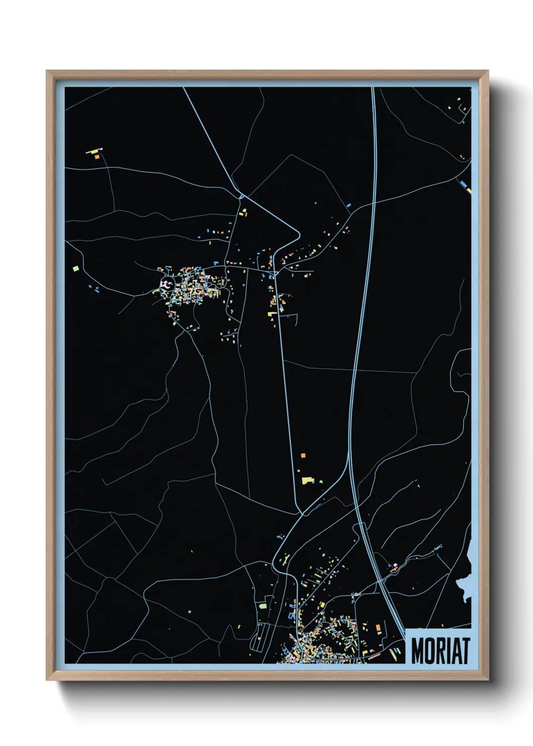 Une affiche de carte sur Moriat