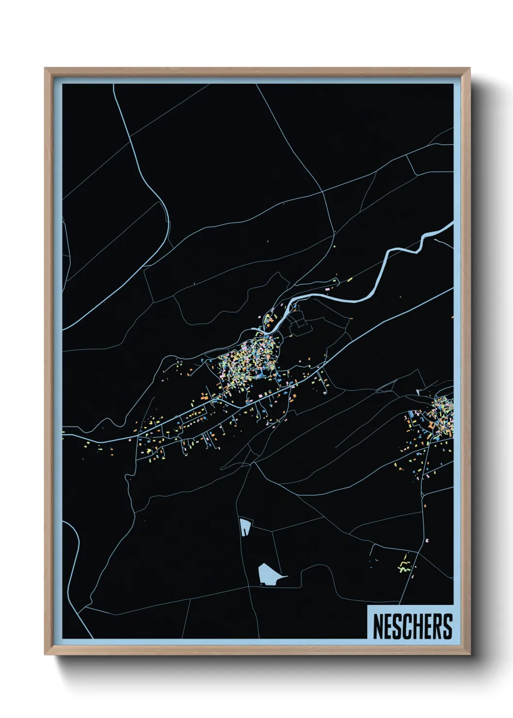 Une affiche de carte sur Neschers