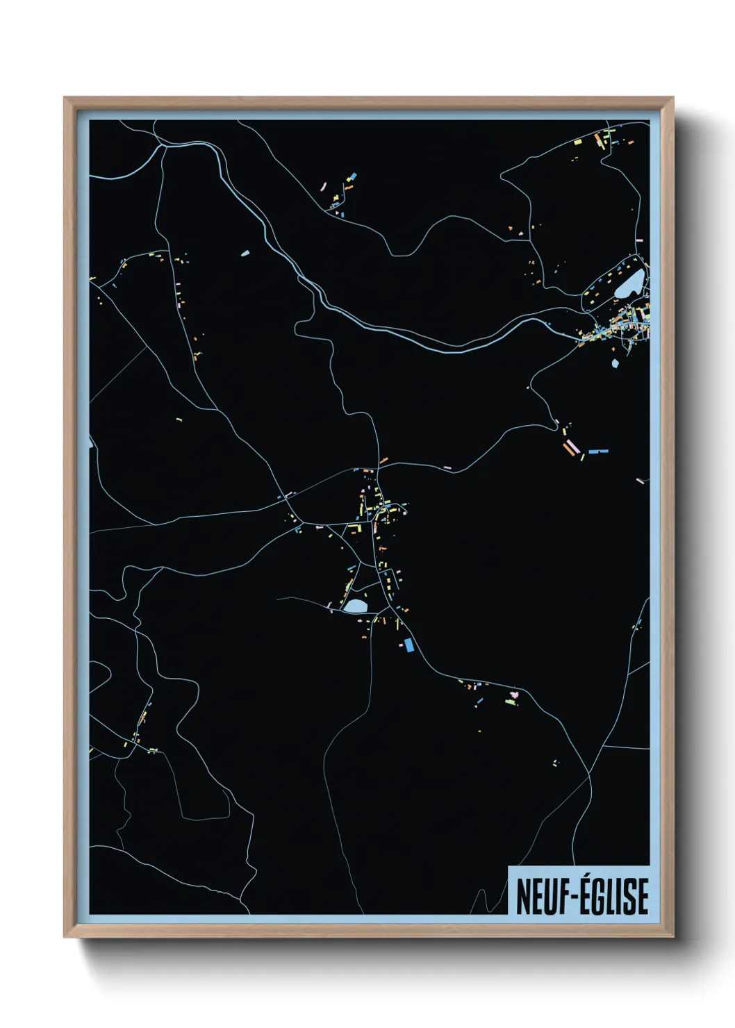 Une affiche de carte sur Neuf-Église