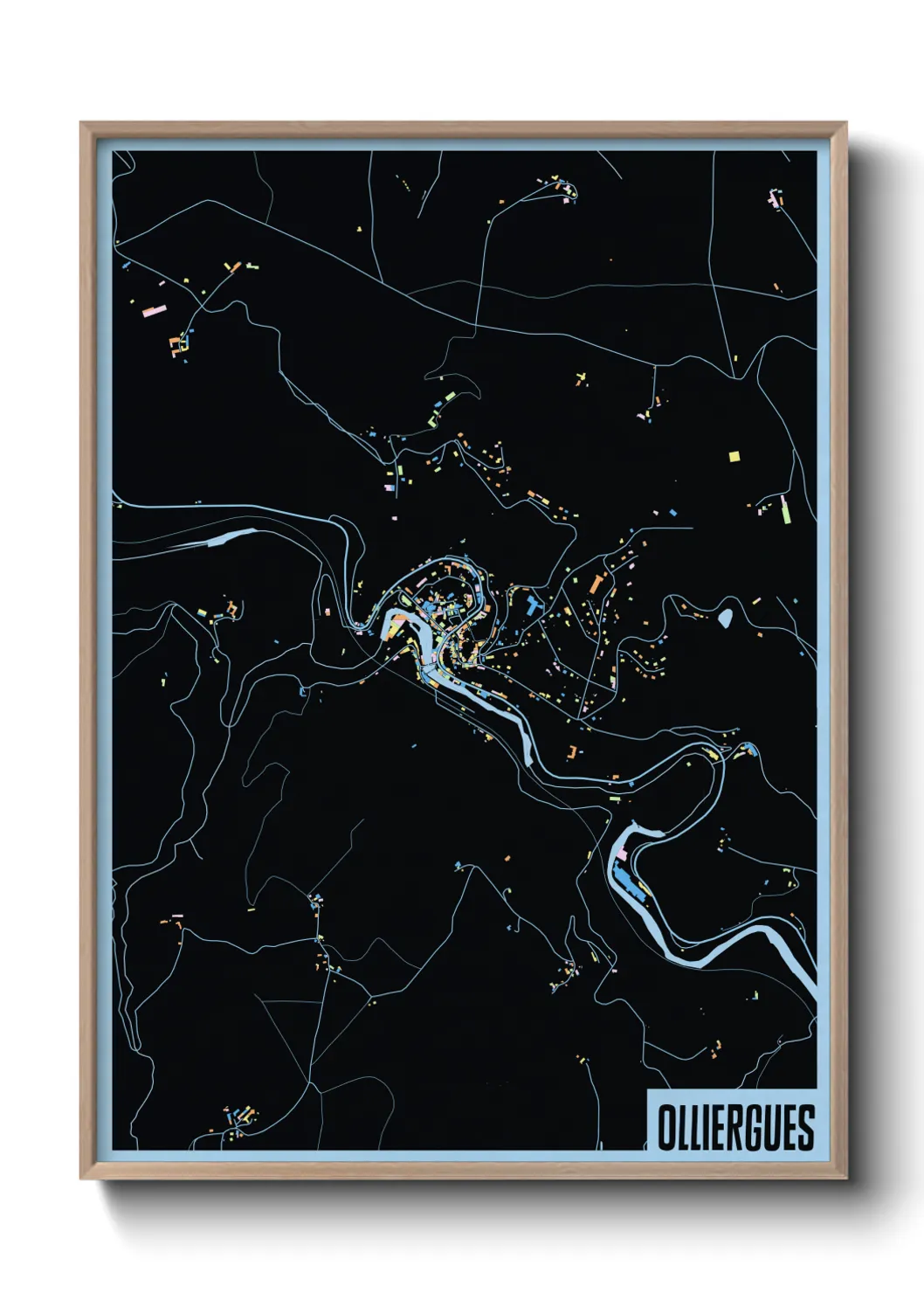 Une affiche de carte sur Olliergues