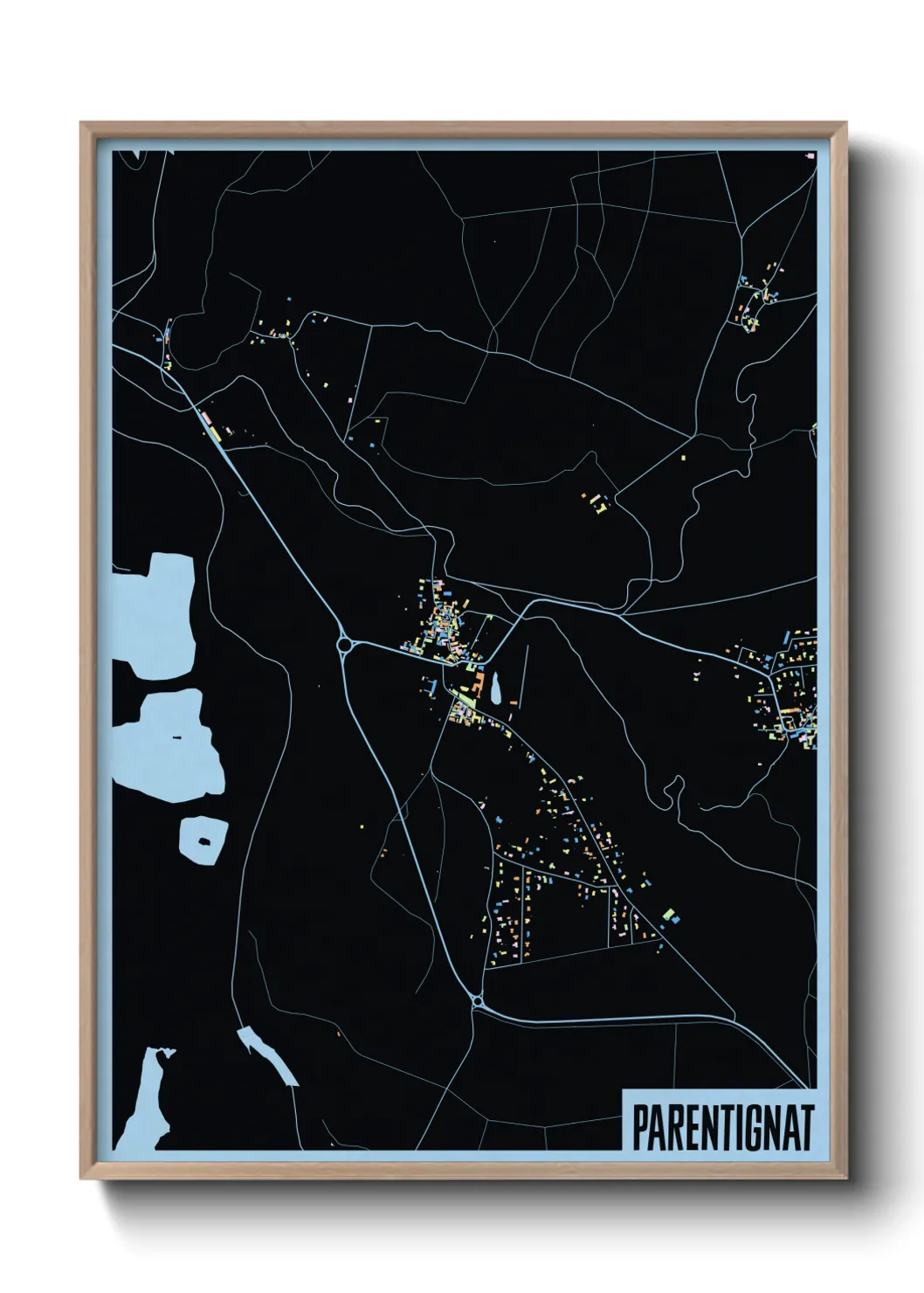 Une affiche de carte sur Parentignat