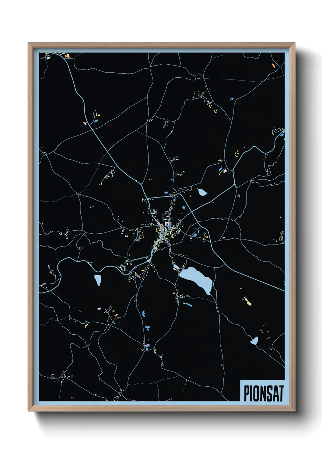 Une affiche de carte sur Pionsat