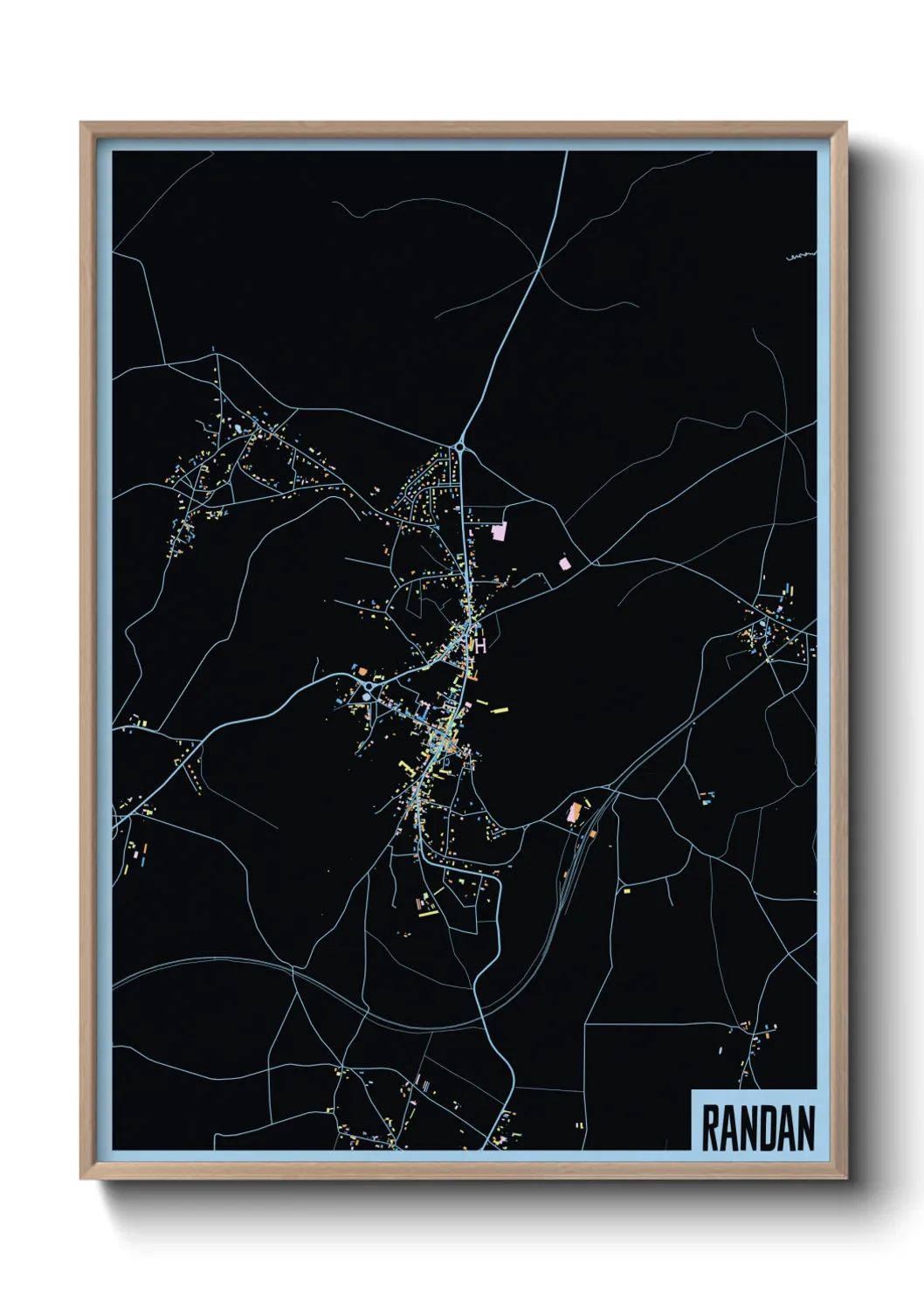 Une affiche de carte sur Randan