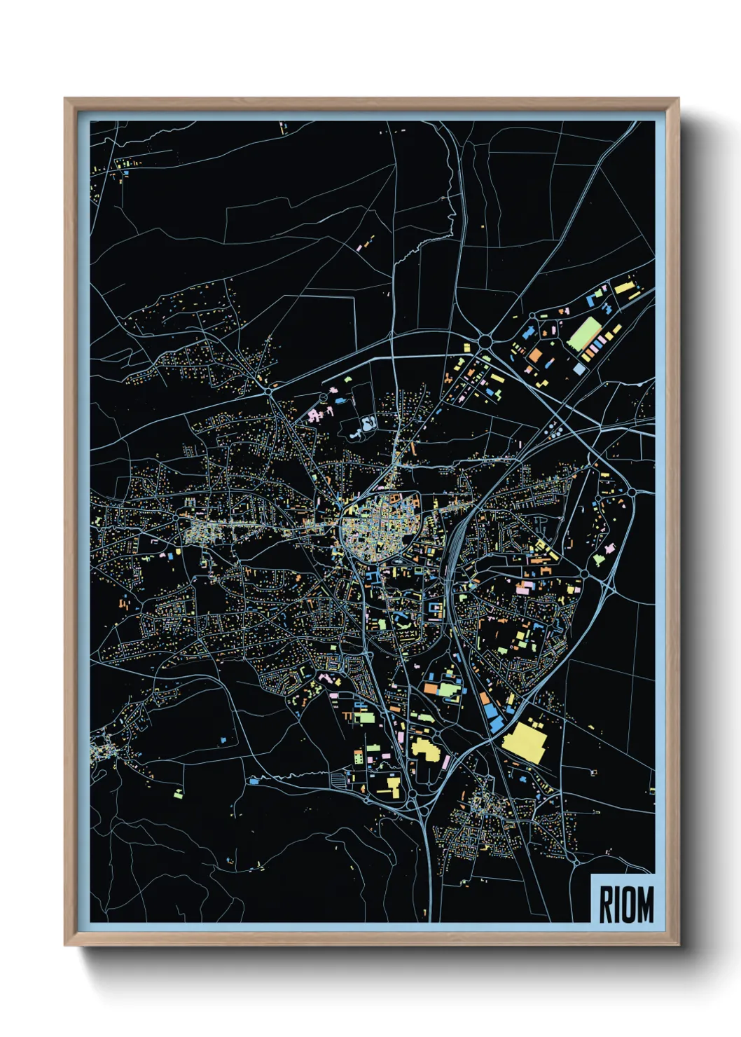 Une affiche de carte sur Riom