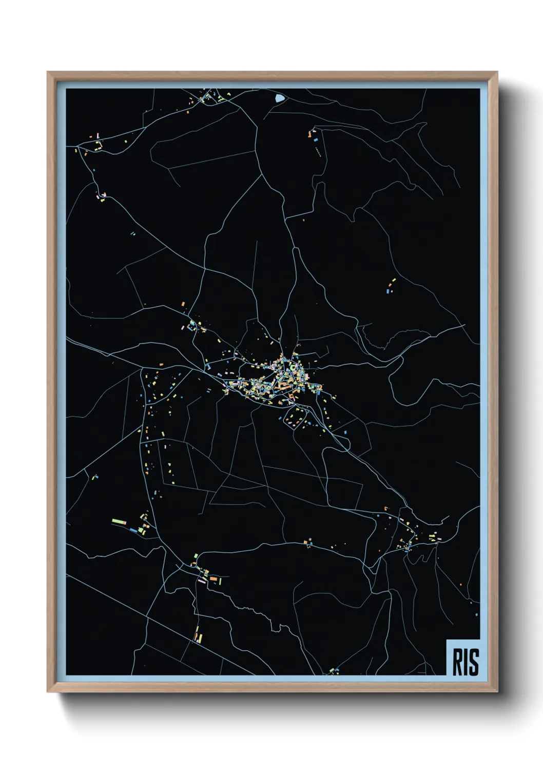 Une affiche de carte sur Ris