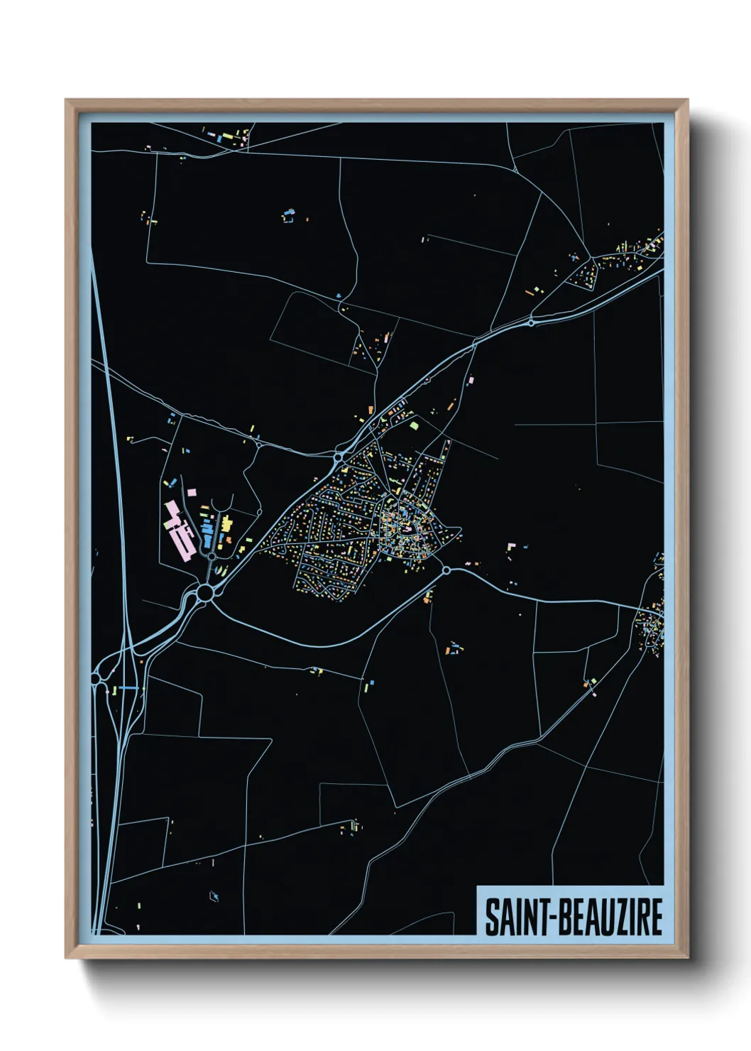 Une affiche de carte sur Saint-Beauzire