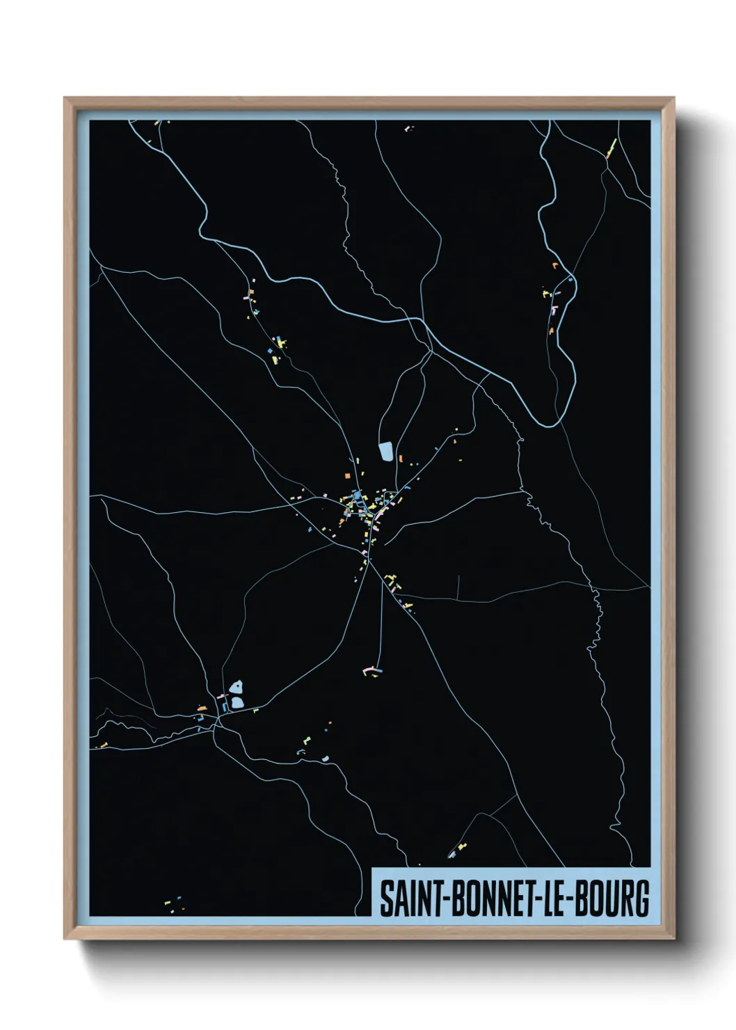 Une affiche de carte sur Saint-Bonnet-le-Bourg