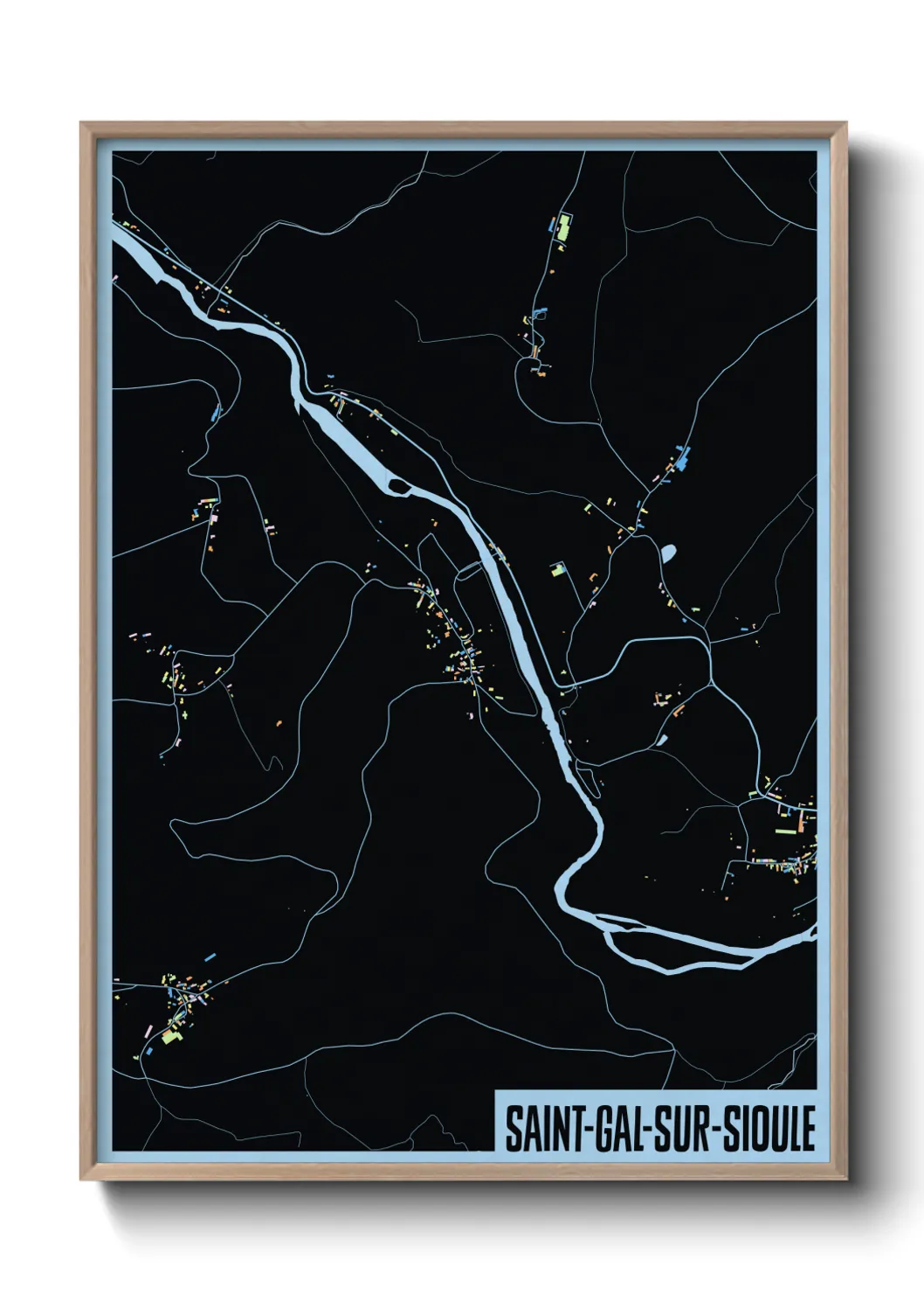 Une affiche de carte sur Saint-Gal-sur-Sioule