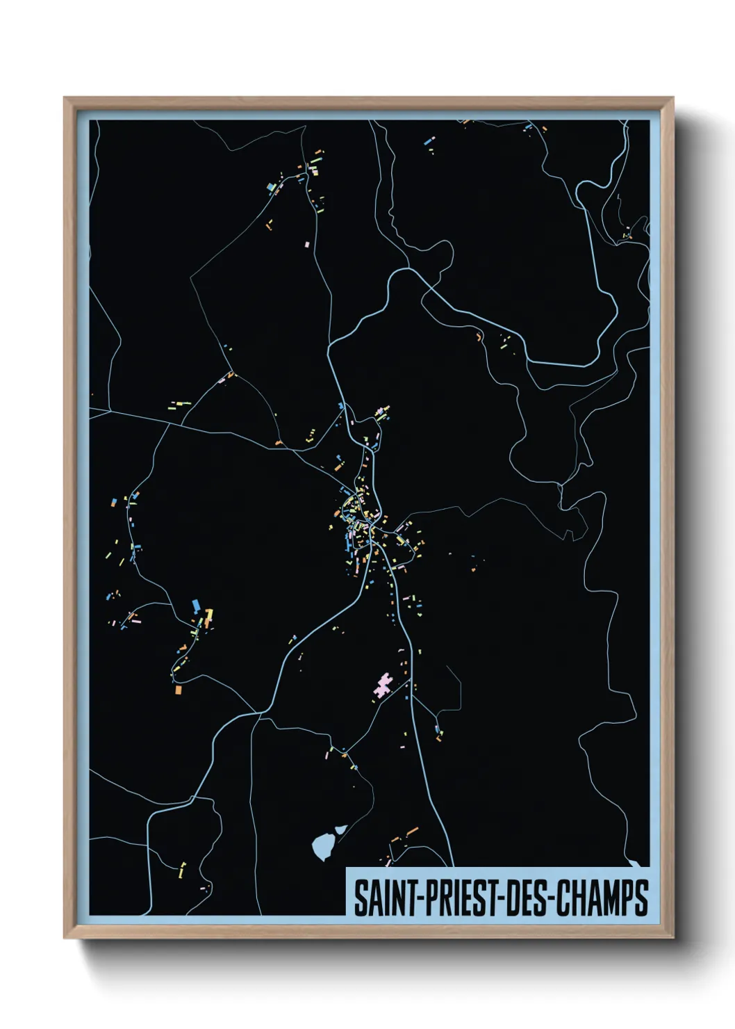 Une affiche de carte sur Saint-Priest-des-Champs