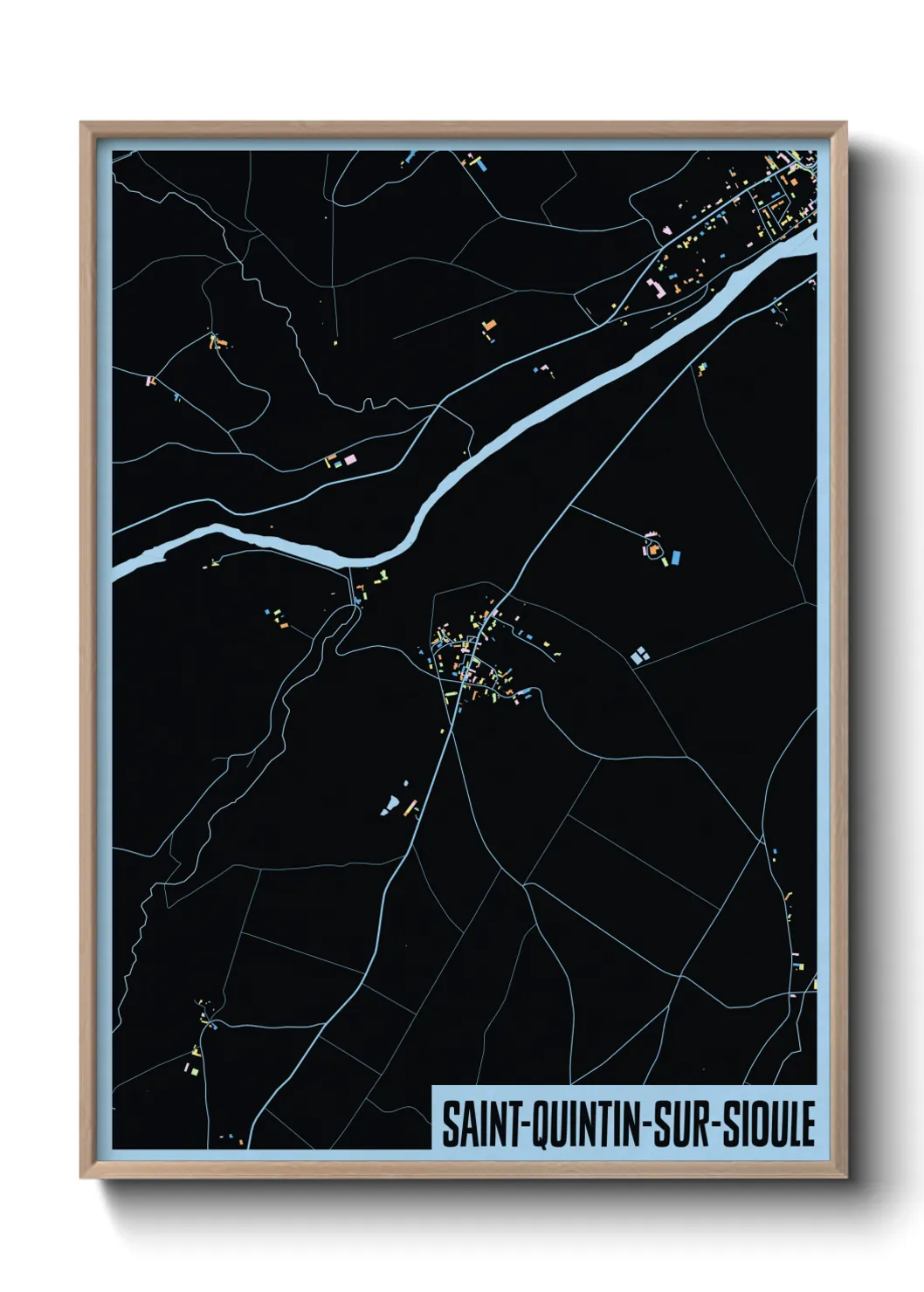 Une affiche de carte sur Saint-Quintin-sur-Sioule