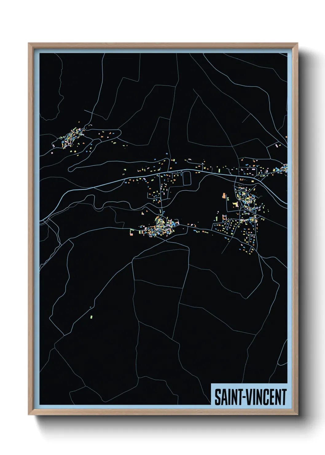 Une affiche de carte sur Saint-Vincent