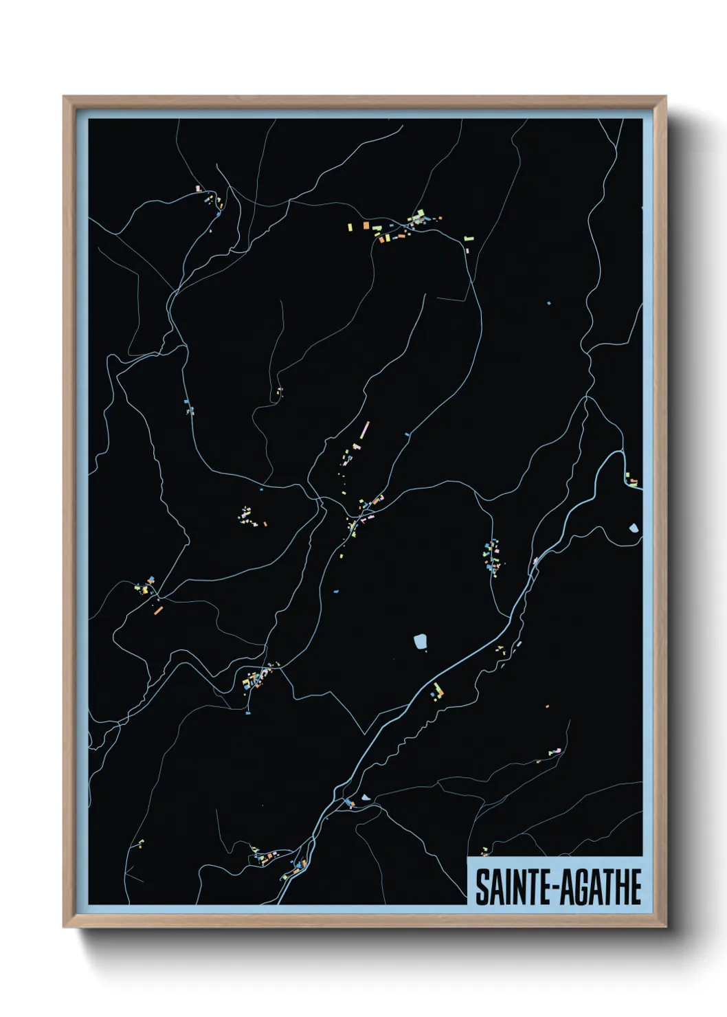 Une affiche de carte sur Sainte-Agathe