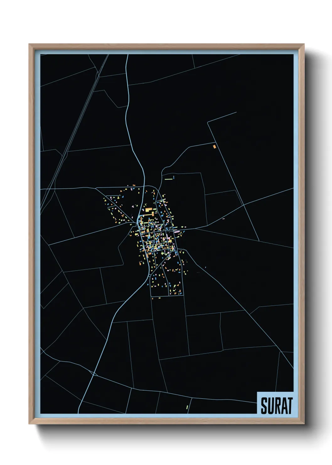 Une affiche de carte sur Surat