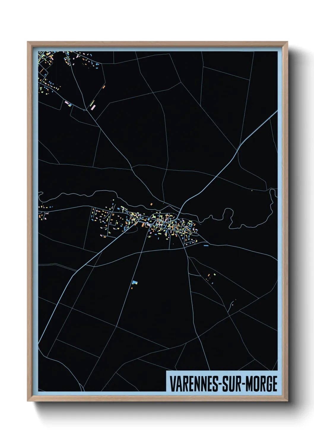 Une affiche de carte sur Varennes-sur-Morge