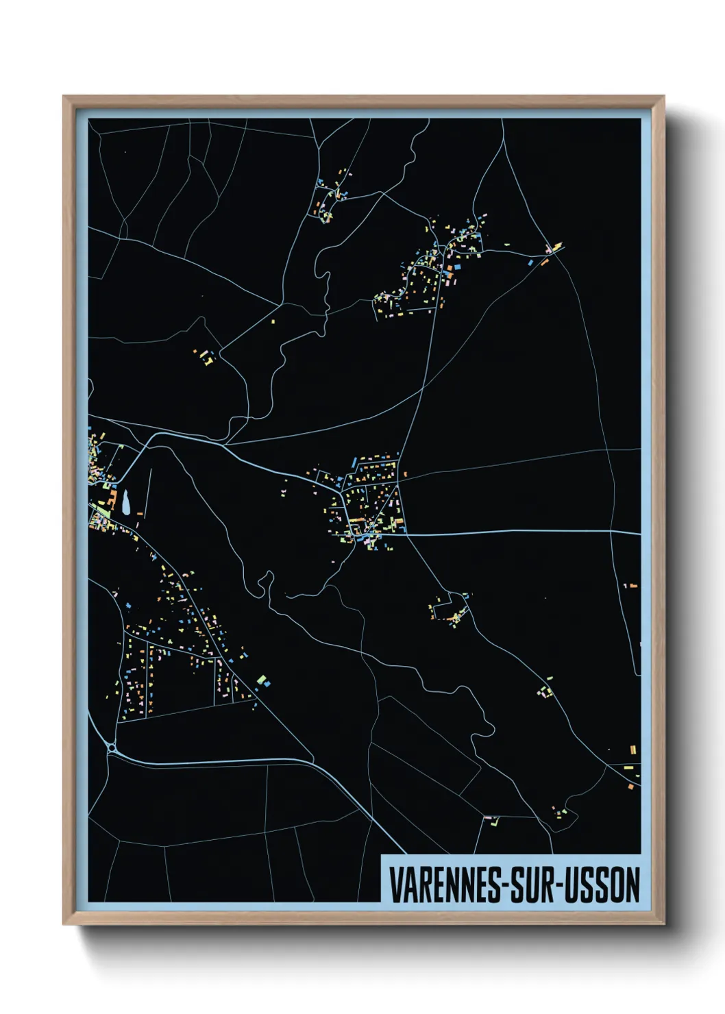 Une affiche de carte sur Varennes-sur-Usson