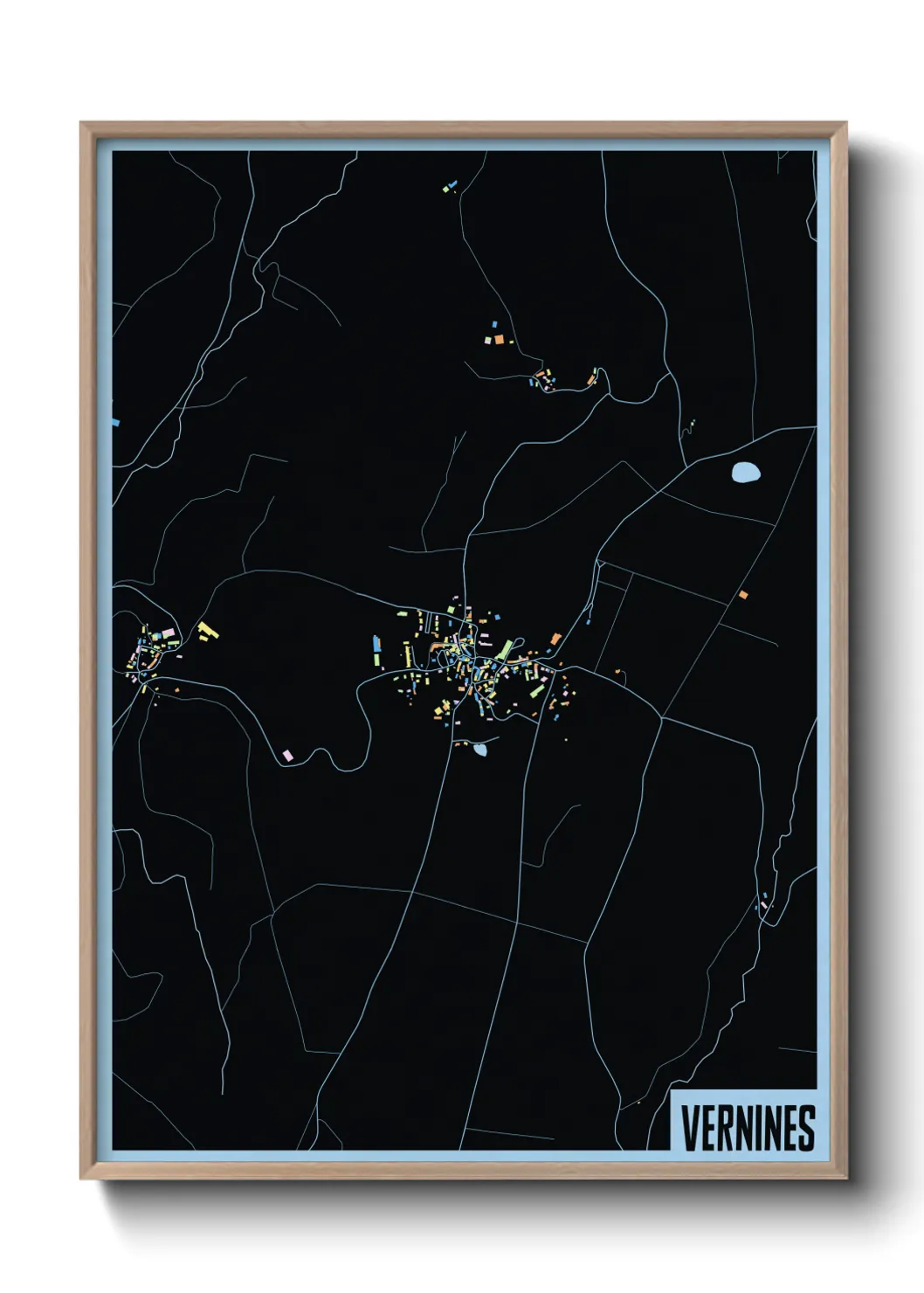 Une affiche de carte sur Vernines